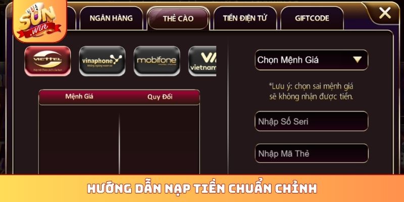 Hướng dẫn nạp tiền chuẩn chỉnh